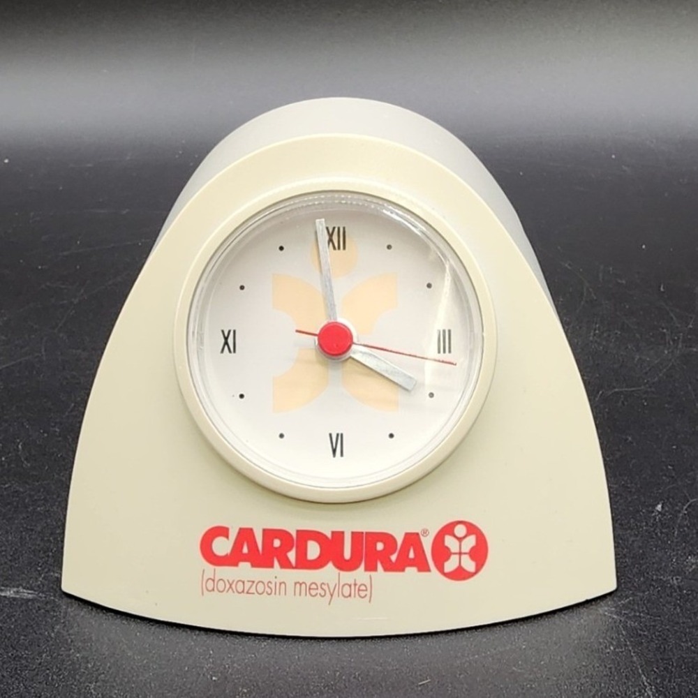 Cardura Cream Vintage 1997 Pharma Promo Desktop Quartz Clock Hidden Storage 90s